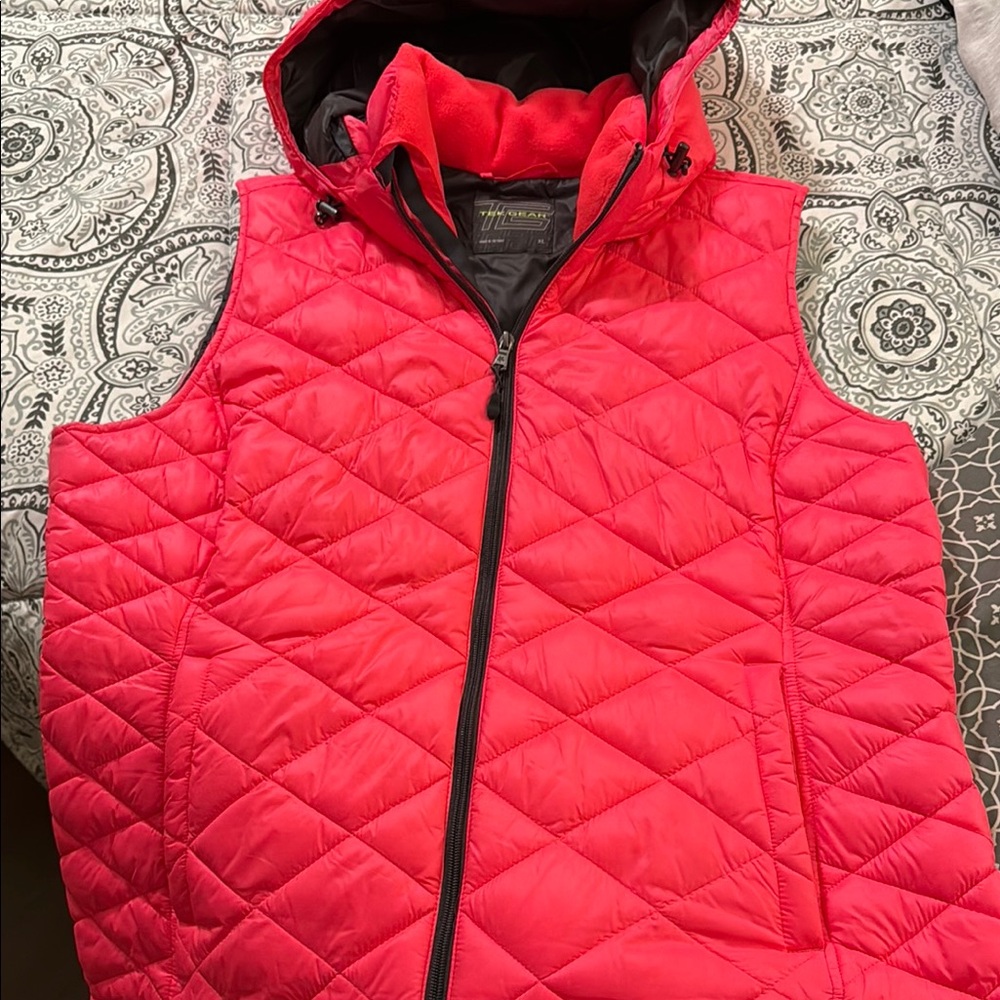 Tek Gear Red Quilted Hooded Jacket